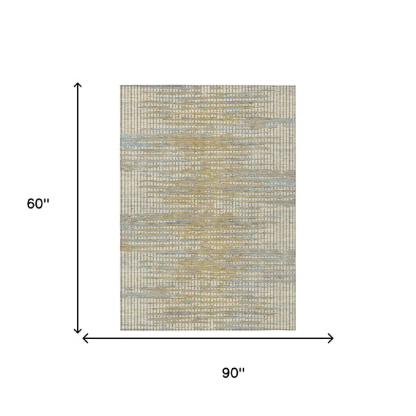 5' X 8' Ivory And Beige Abstract Washable Indoor Outdoor Area Rug Homeroots Outdoor