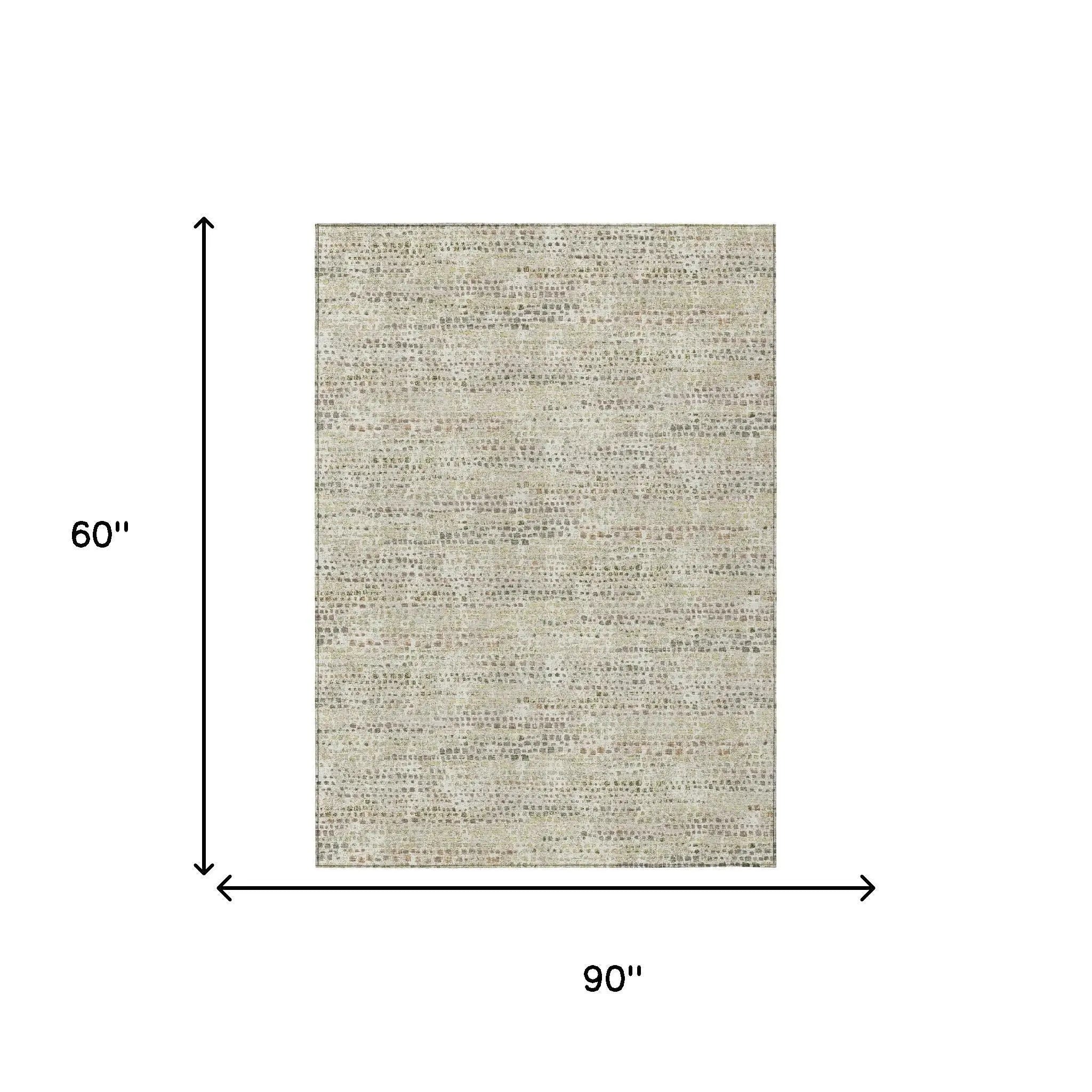 5' X 8' Ivory And Beige Abstract Washable Indoor Outdoor Area Rug Homeroots Outdoor