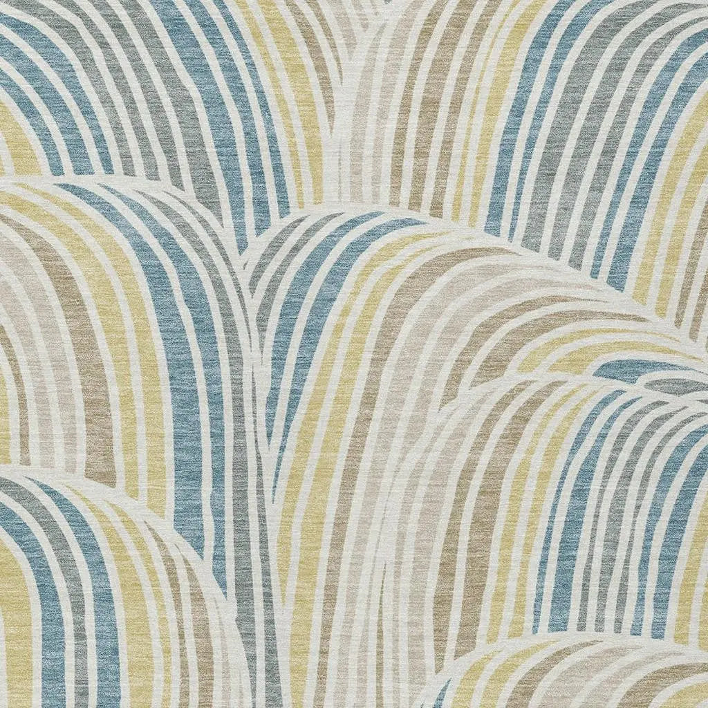 5' X 8' Ivory And Beige Abstract Washable Indoor Outdoor Area Rug Homeroots Outdoor