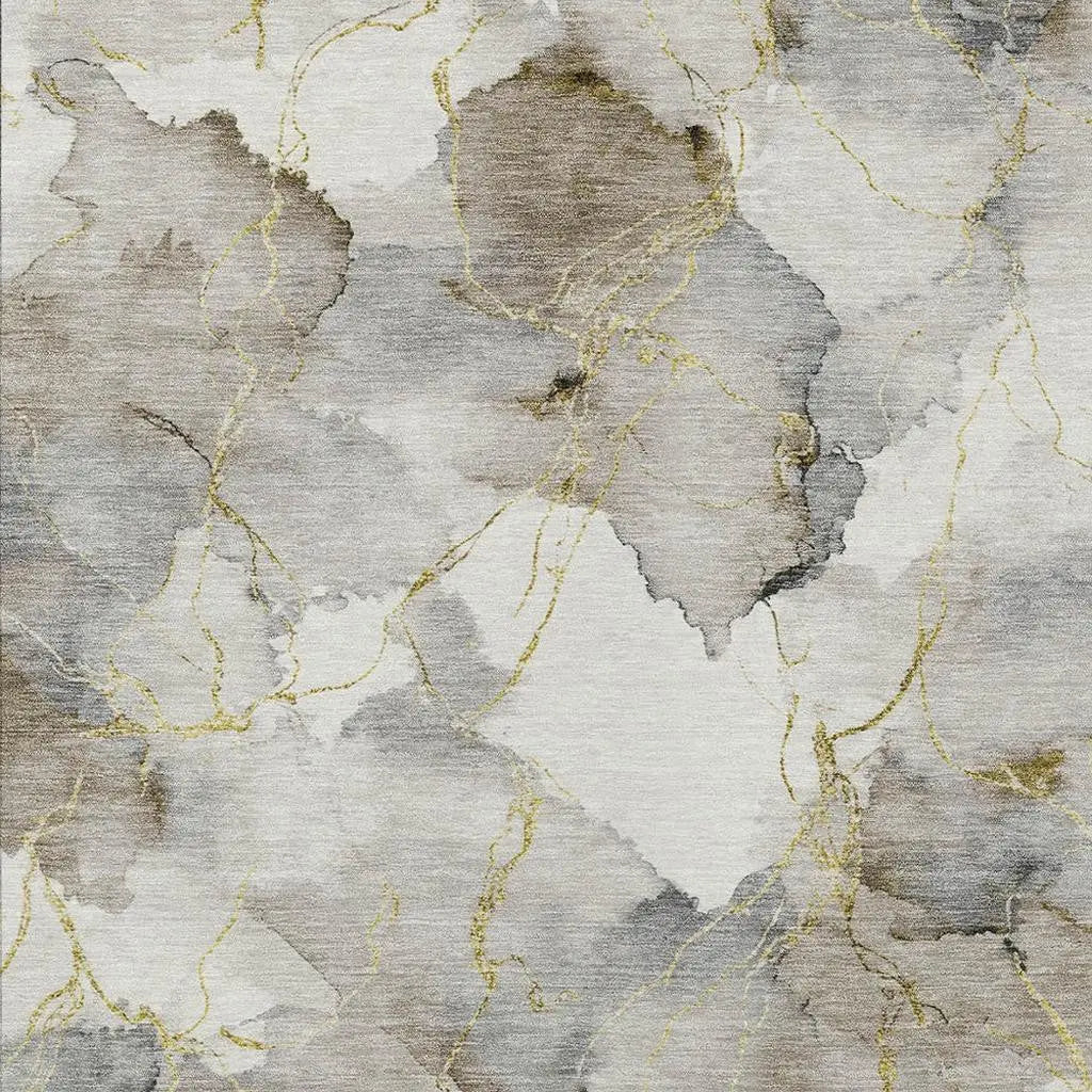 5' X 8' Ivory And Beige Abstract Washable Indoor Outdoor Area Rug Homeroots Outdoor