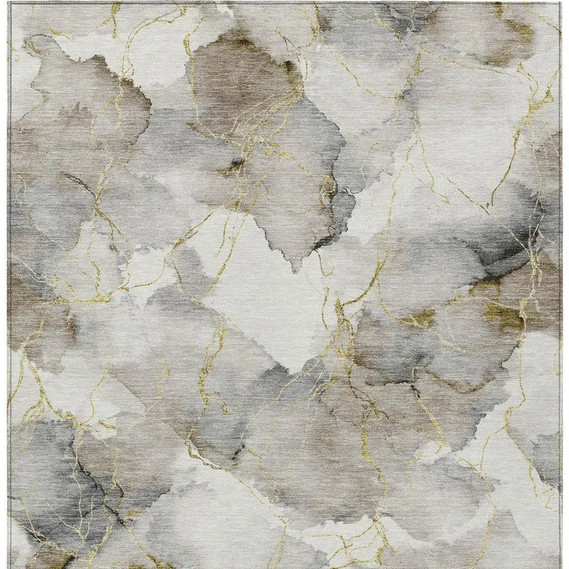 5' X 8' Ivory And Beige Abstract Washable Indoor Outdoor Area Rug Homeroots Outdoor
