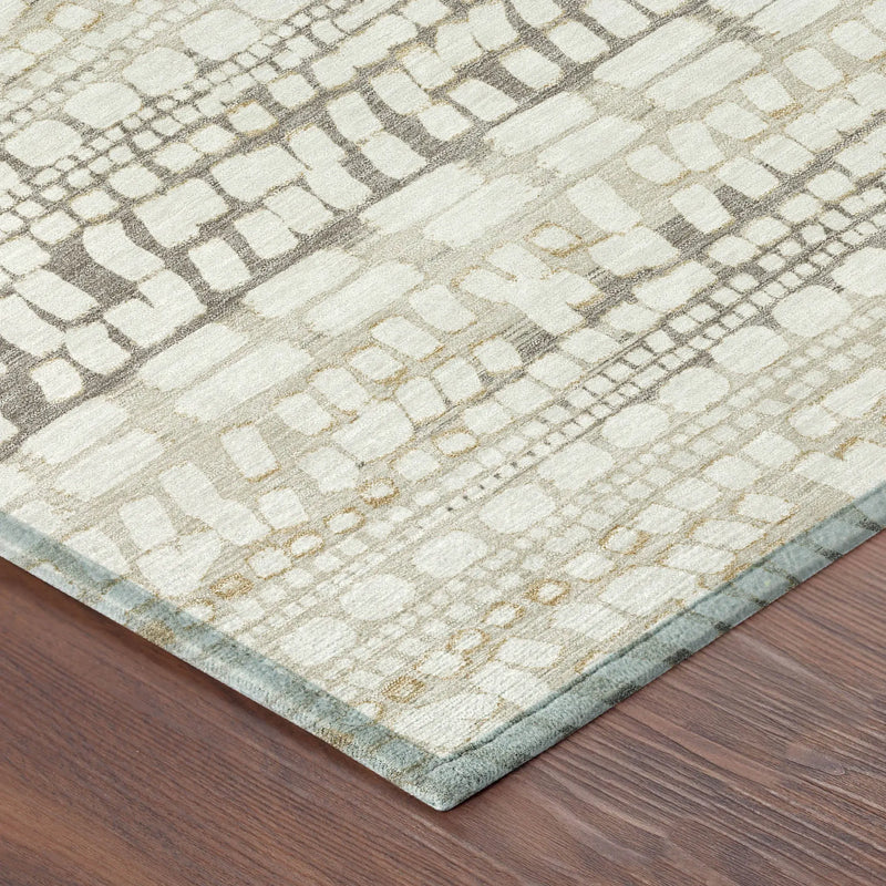 5' X 8' Ivory And Beige Abstract Washable Indoor Outdoor Area Rug Homeroots Outdoor