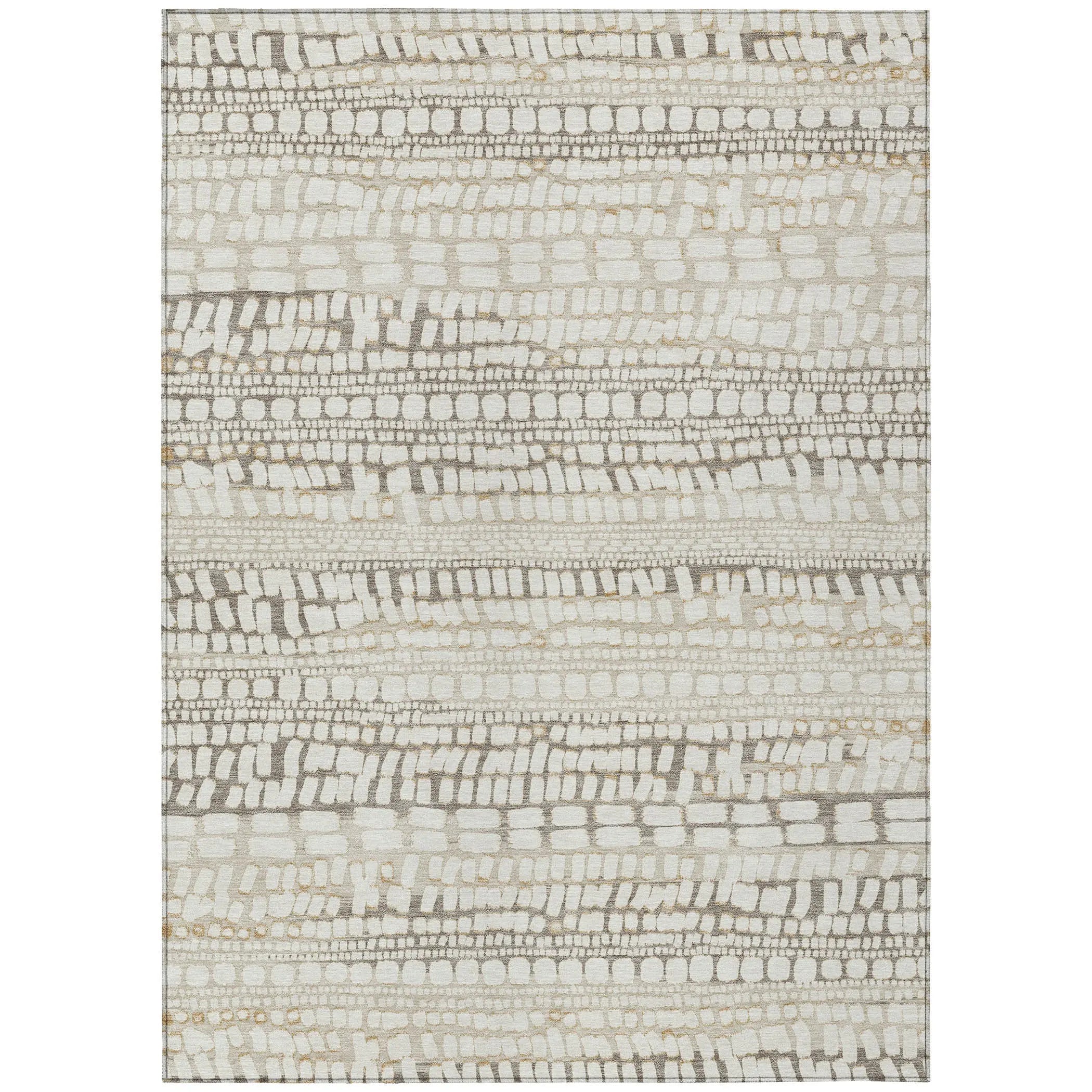 5' X 8' Ivory And Beige Abstract Washable Indoor Outdoor Area Rug Homeroots Outdoor