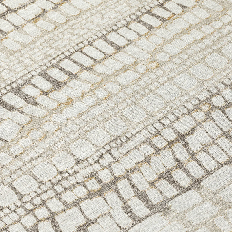 5' X 8' Ivory And Beige Abstract Washable Indoor Outdoor Area Rug Homeroots Outdoor