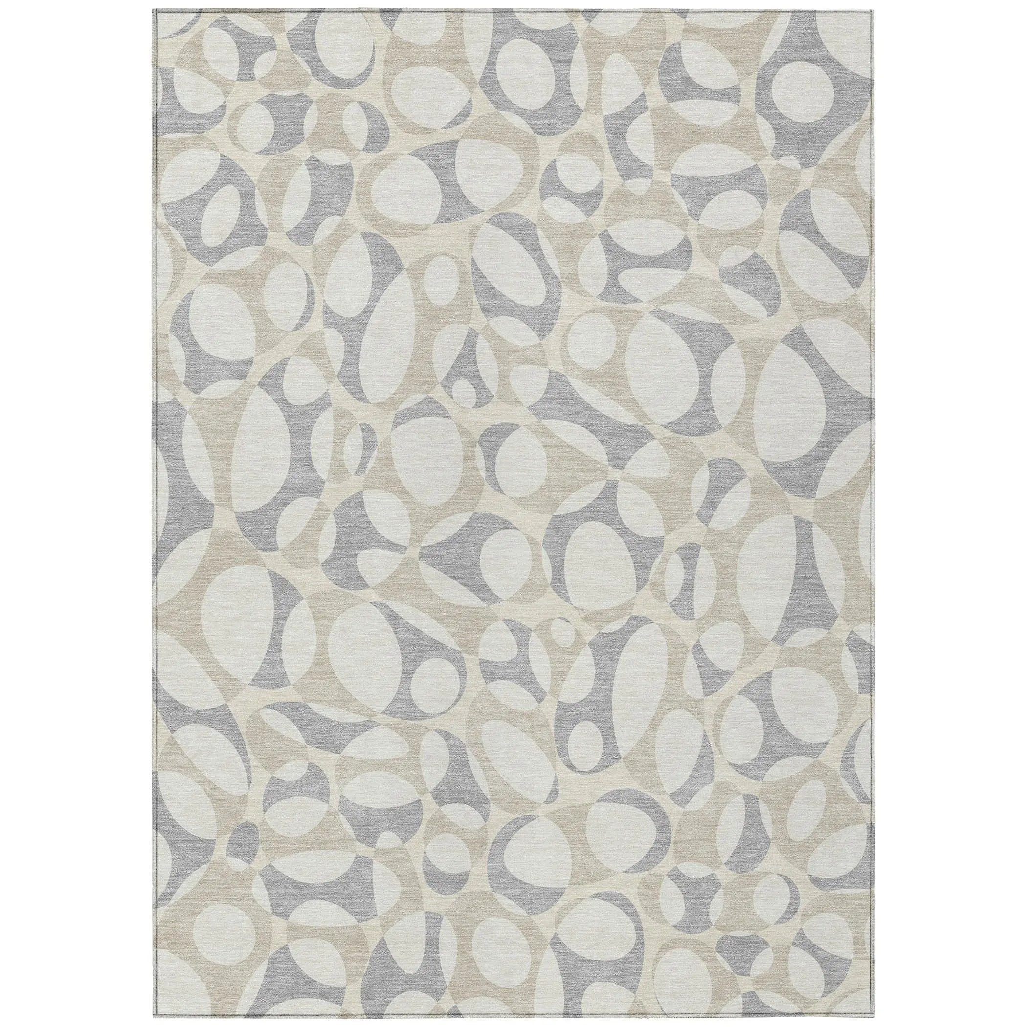 5' X 8' Ivory And Beige Abstract Washable Indoor Outdoor Area Rug Homeroots Outdoor