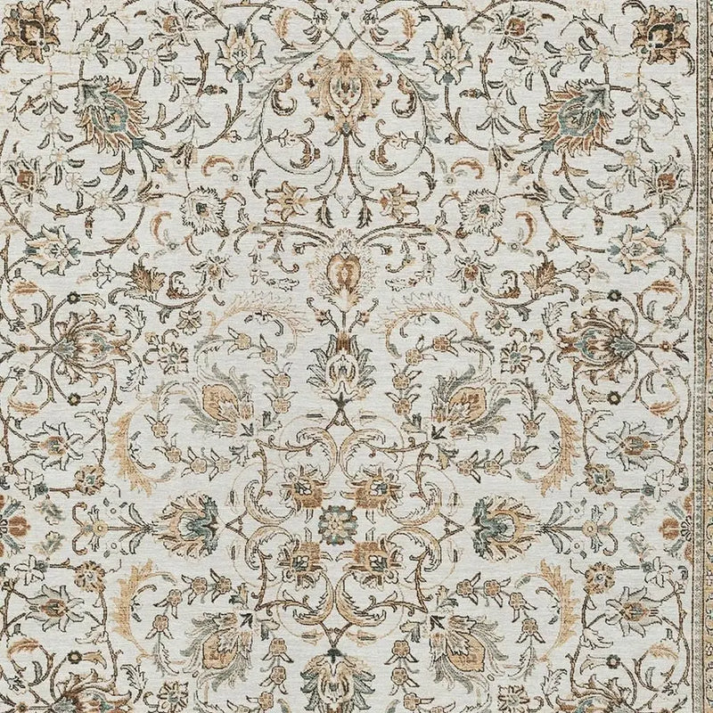 5' X 8' Ivory And Beige Botanical Leaves Washable Indoor Outdoor Area Rug Homeroots Outdoor