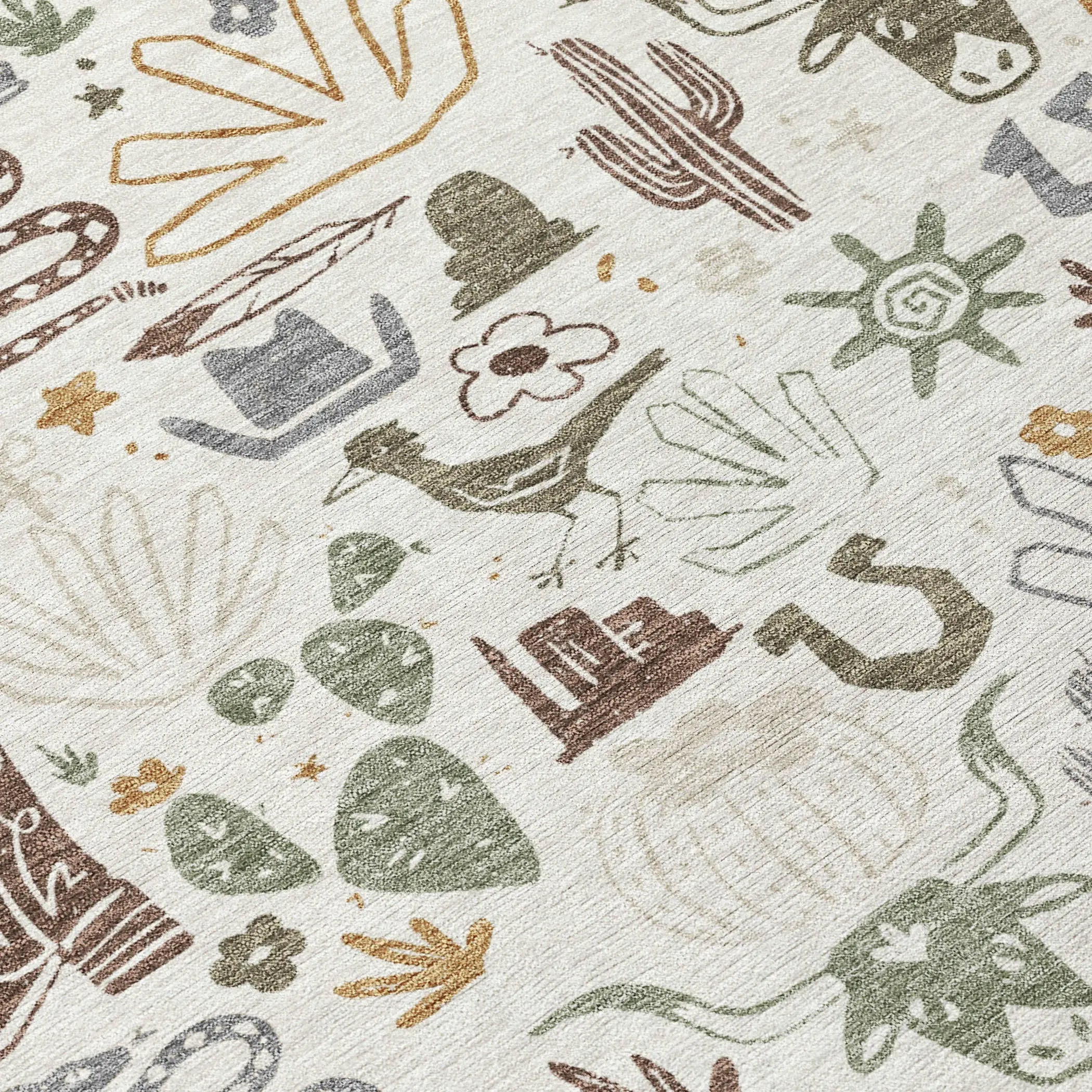 5' X 8' Ivory And Beige Cactus Washable Indoor Outdoor Area Rug Homeroots Outdoor