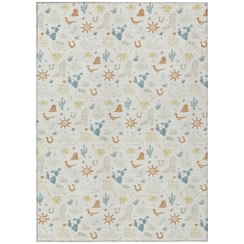5' X 8' Ivory And Beige Cactus Washable Indoor Outdoor Area Rug Homeroots Outdoor