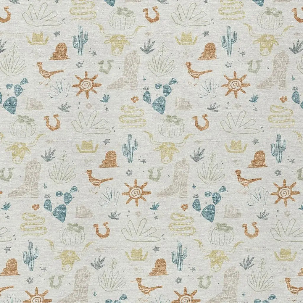 5' X 8' Ivory And Beige Cactus Washable Indoor Outdoor Area Rug Homeroots Outdoor