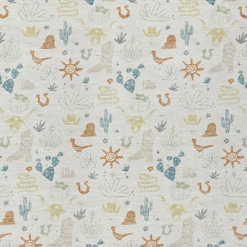 5' X 8' Ivory And Beige Cactus Washable Indoor Outdoor Area Rug Homeroots Outdoor
