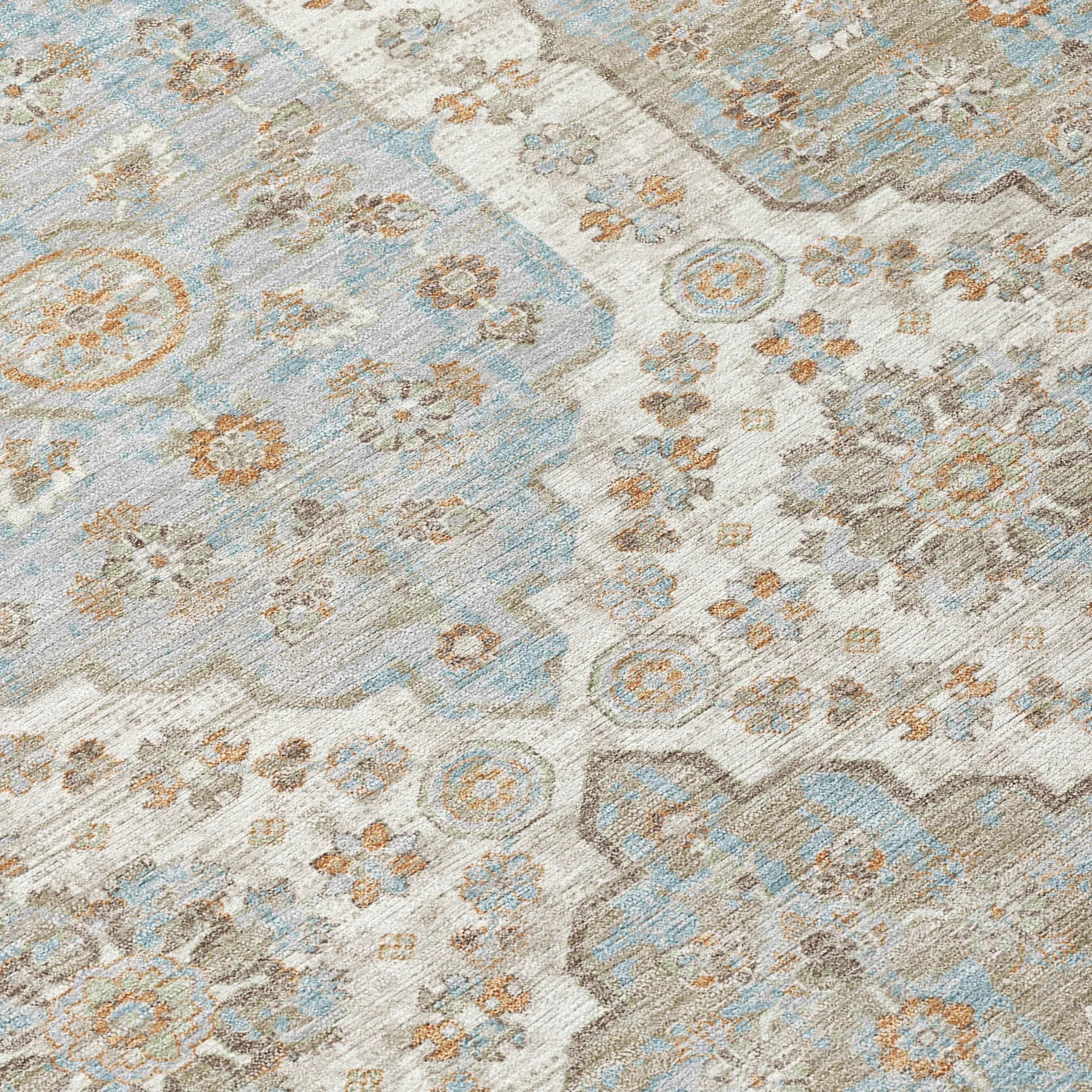 5' X 8' Ivory And Beige Damask Washable Indoor Outdoor Area Rug Homeroots Outdoor