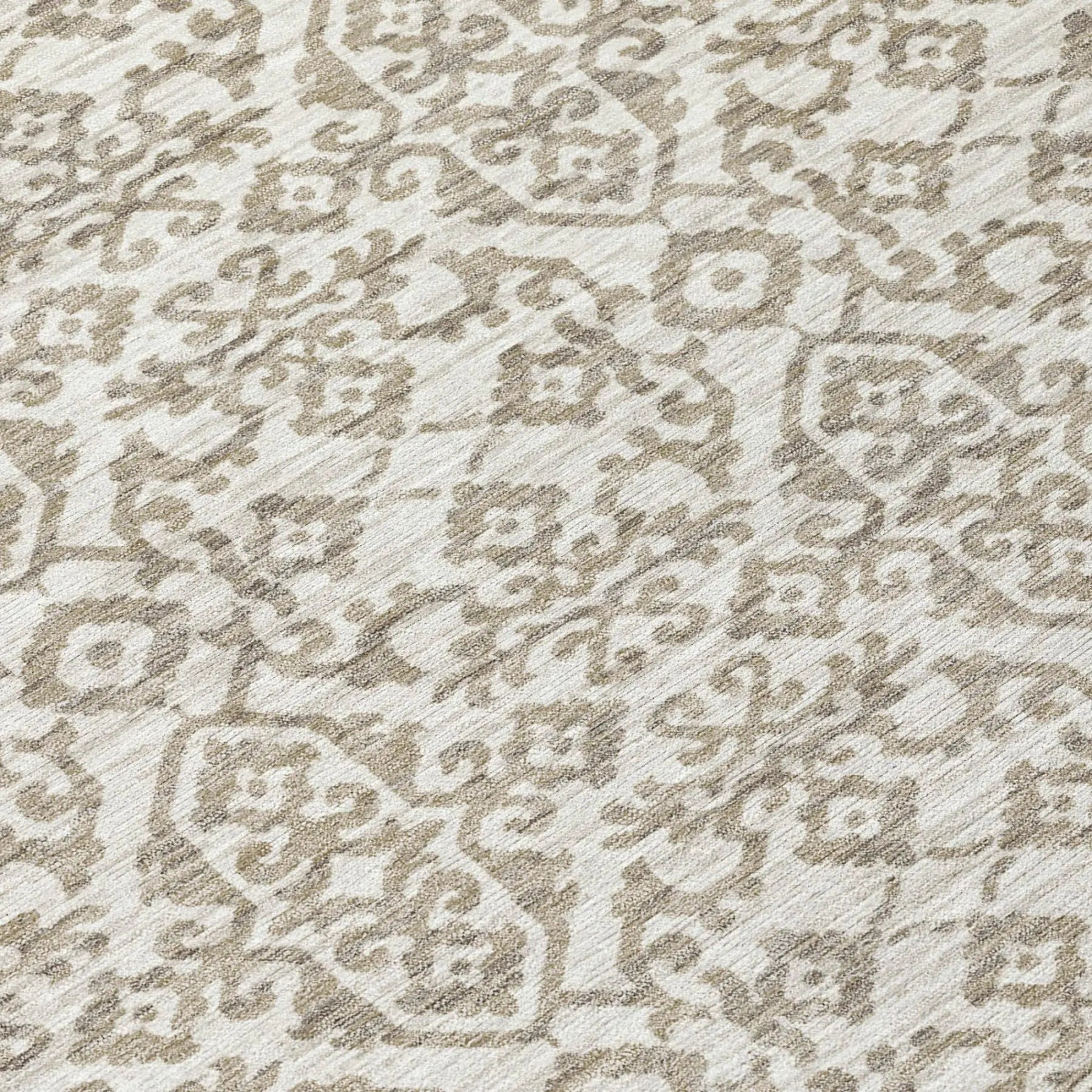 5' X 8' Ivory And Beige Damask Washable Indoor Outdoor Area Rug Homeroots Outdoor