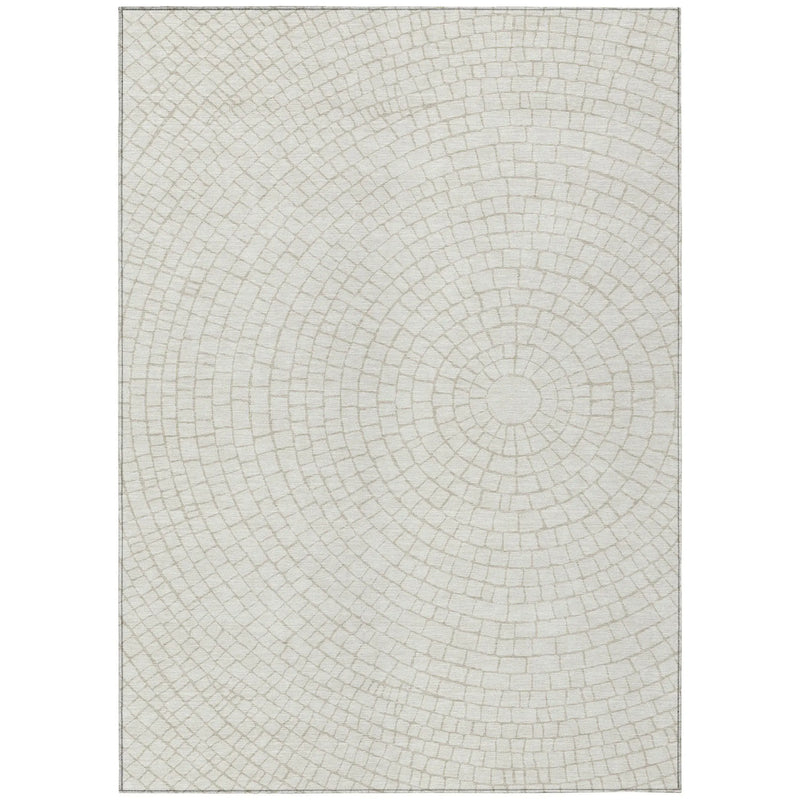 5' X 8' Ivory And Beige Geometric Washable Indoor Outdoor Area Rug Homeroots Outdoor