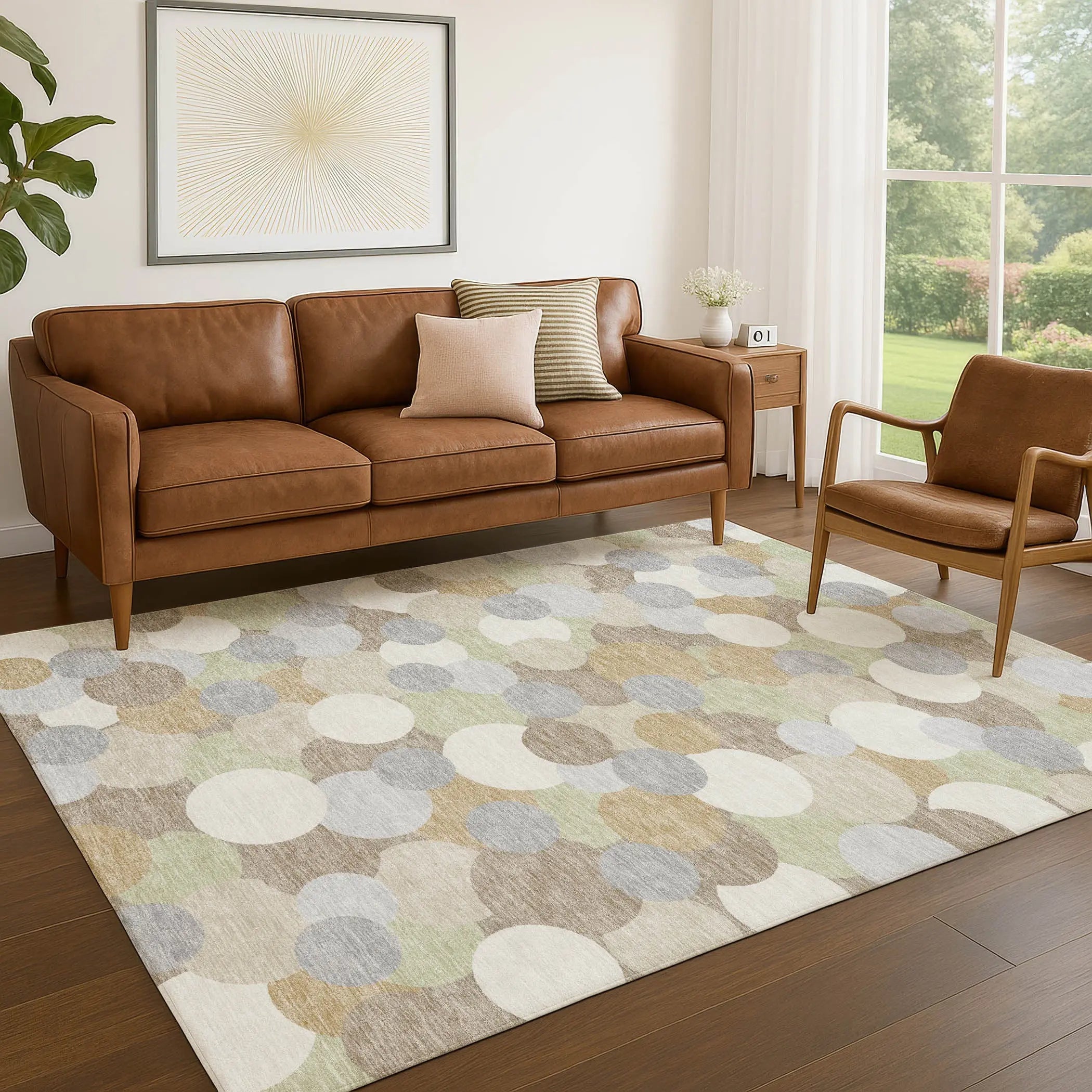 5' X 8' Ivory And Beige Geometric Washable Indoor Outdoor Area Rug Homeroots Outdoor