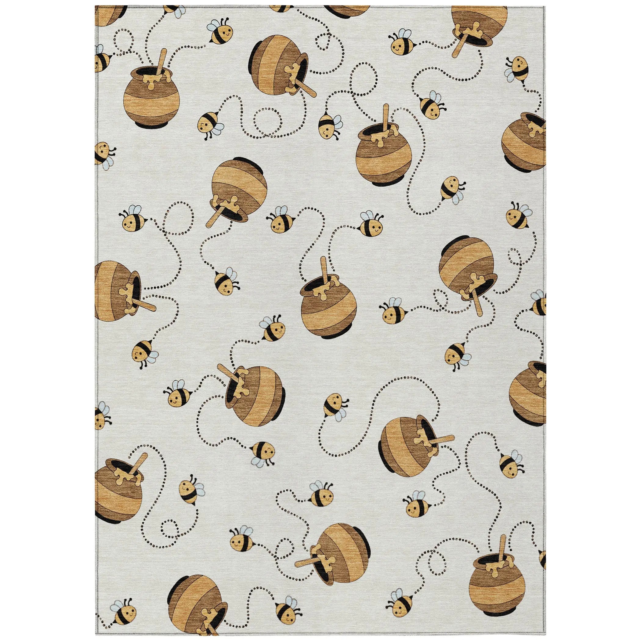 5' X 8' Ivory And Beige Geometric Washable Indoor Outdoor Area Rug Homeroots Outdoor