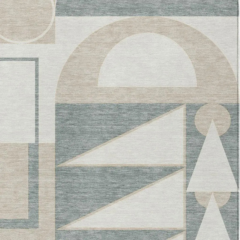 5' X 8' Ivory And Beige Geometric Washable Indoor Outdoor Area Rug Homeroots Outdoor