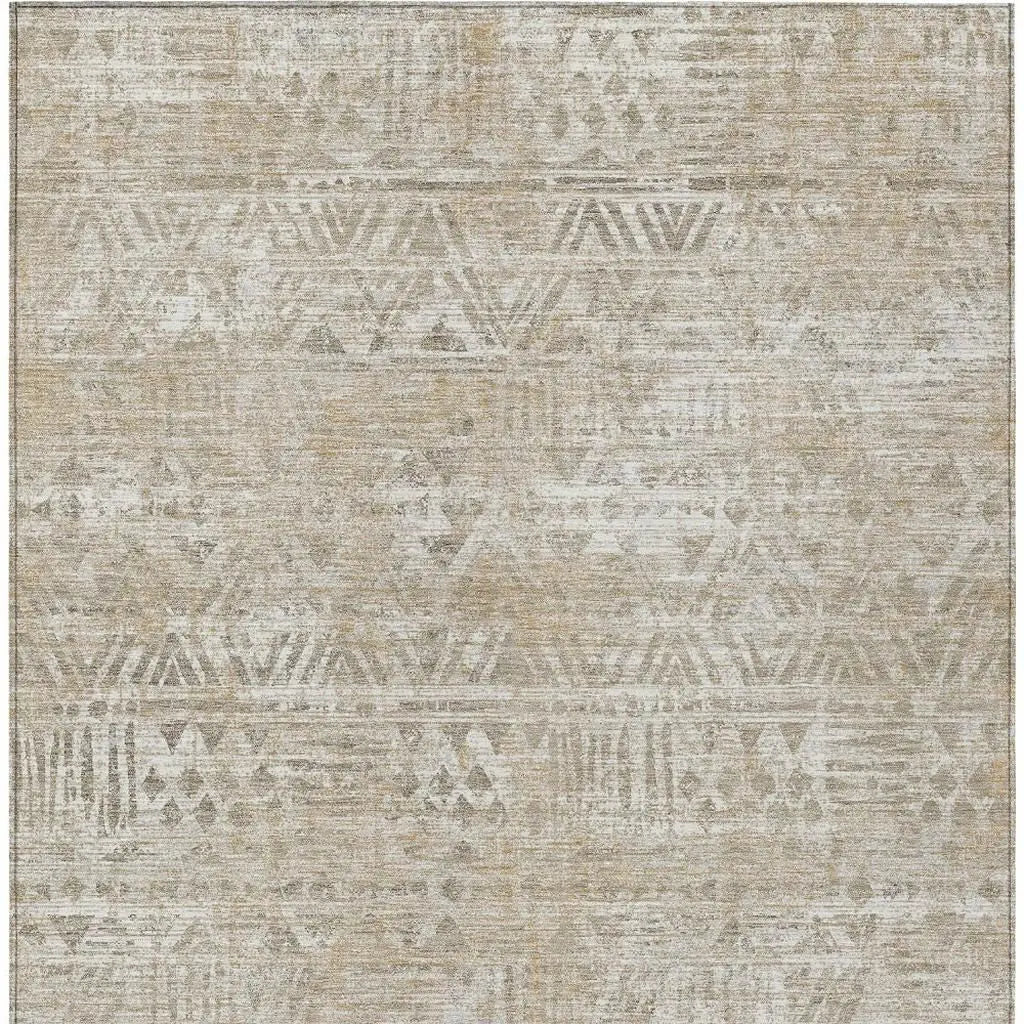 5' X 8' Ivory And Beige Geometric Washable Indoor Outdoor Area Rug Homeroots Outdoor