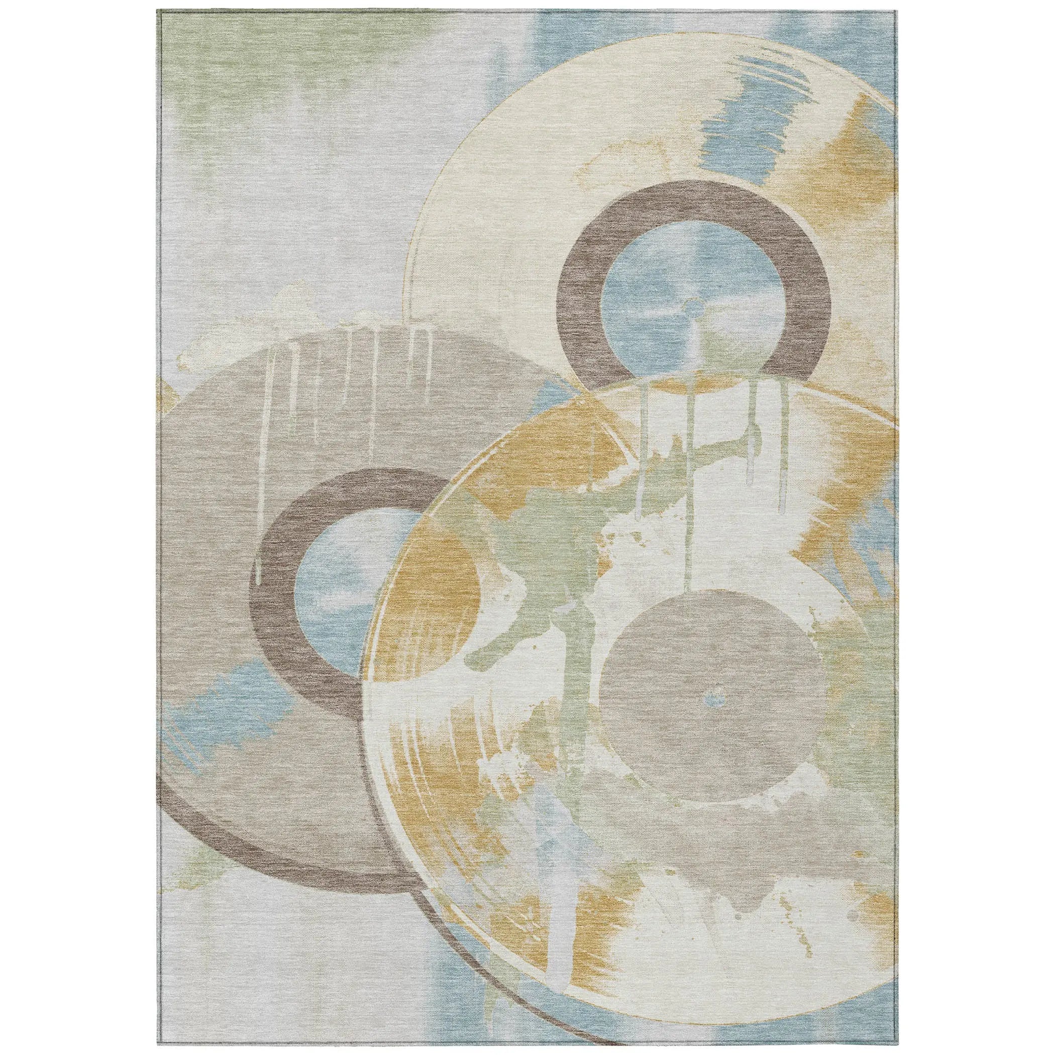 5' X 8' Ivory And Beige Geometric Washable Indoor Outdoor Area Rug Homeroots Outdoor