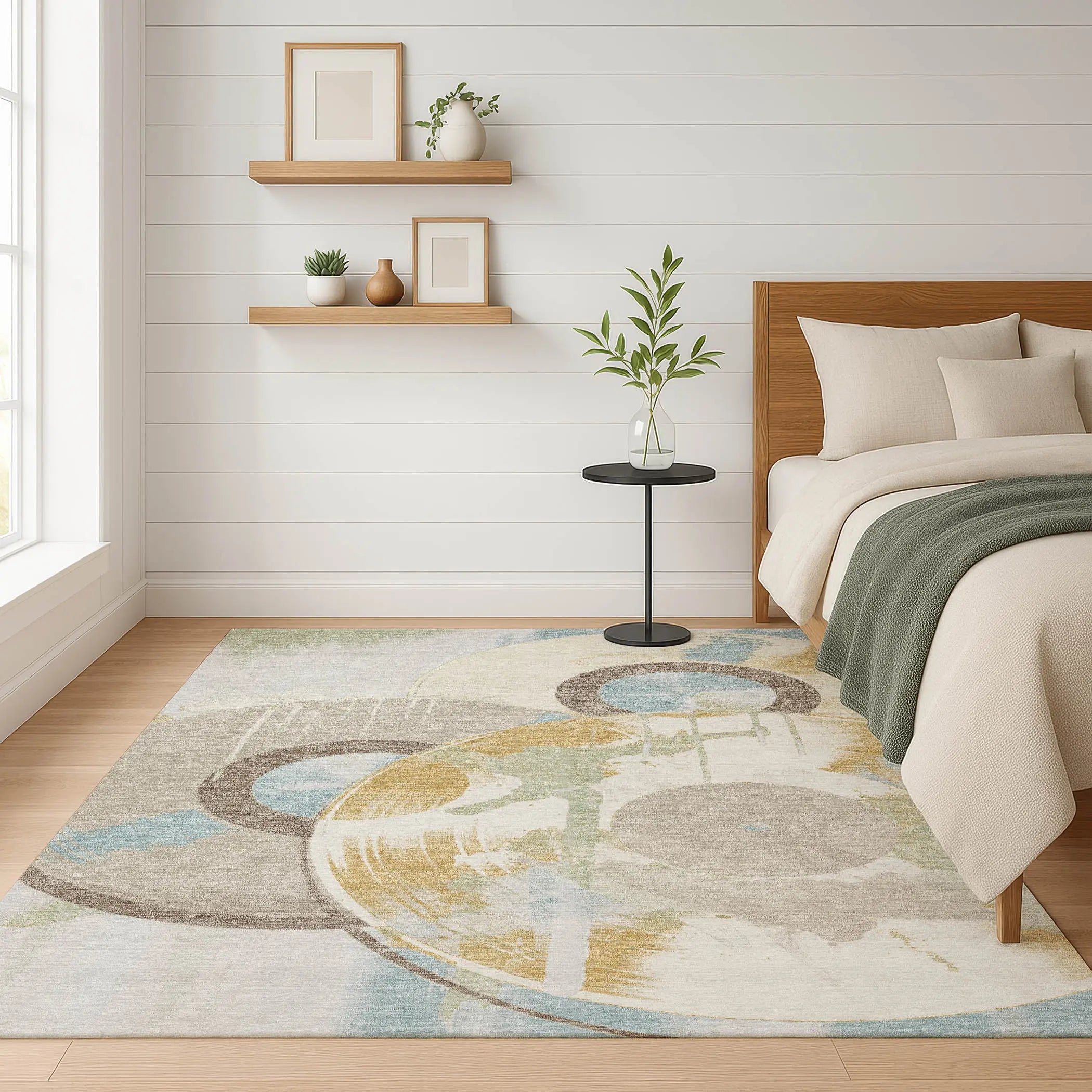 5' X 8' Ivory And Beige Geometric Washable Indoor Outdoor Area Rug Homeroots Outdoor