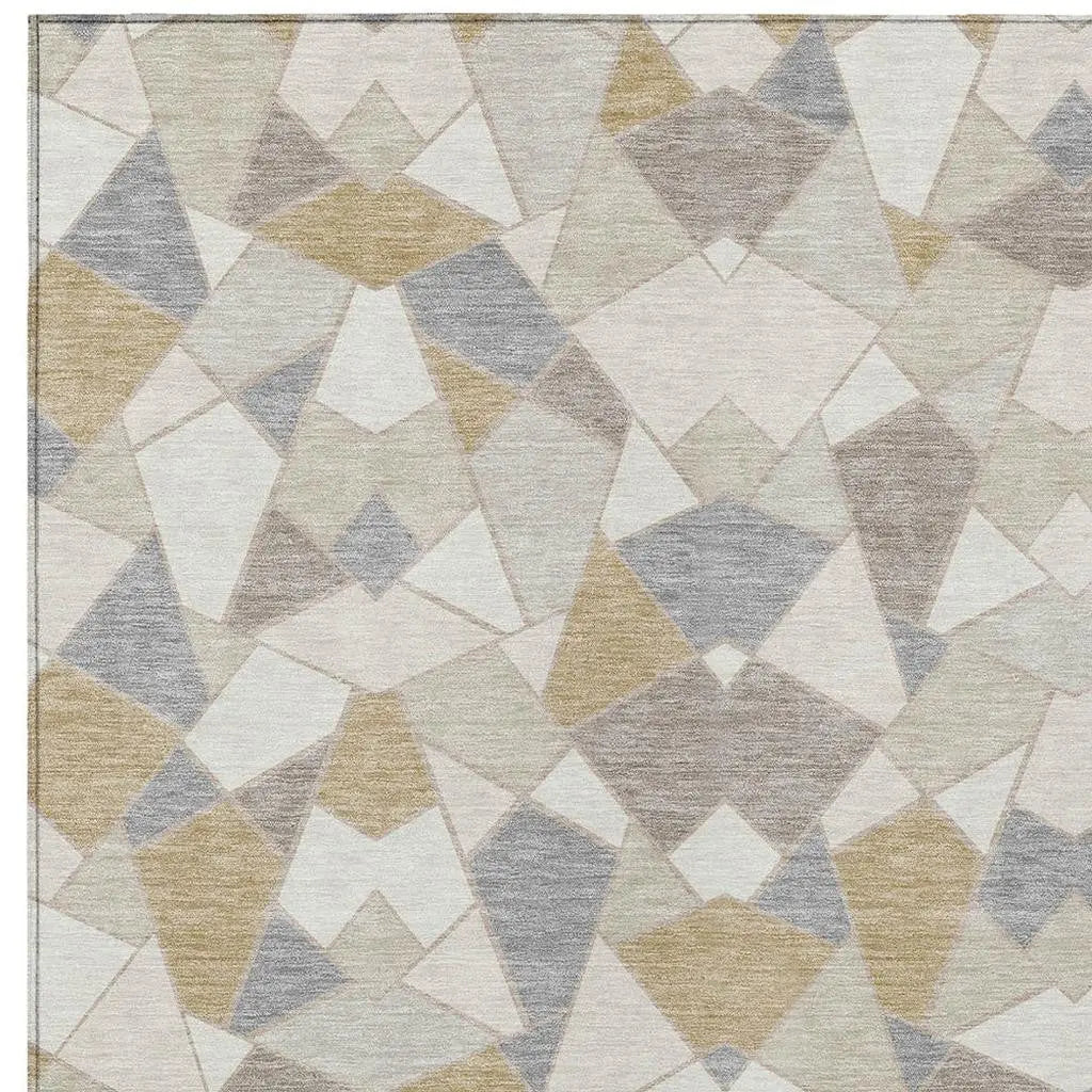 5' X 8' Ivory And Beige Geometric Washable Indoor Outdoor Area Rug Homeroots Outdoor