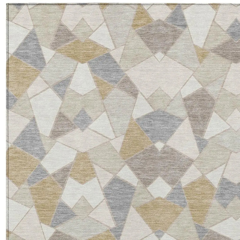 5' X 8' Ivory And Beige Geometric Washable Indoor Outdoor Area Rug Homeroots Outdoor