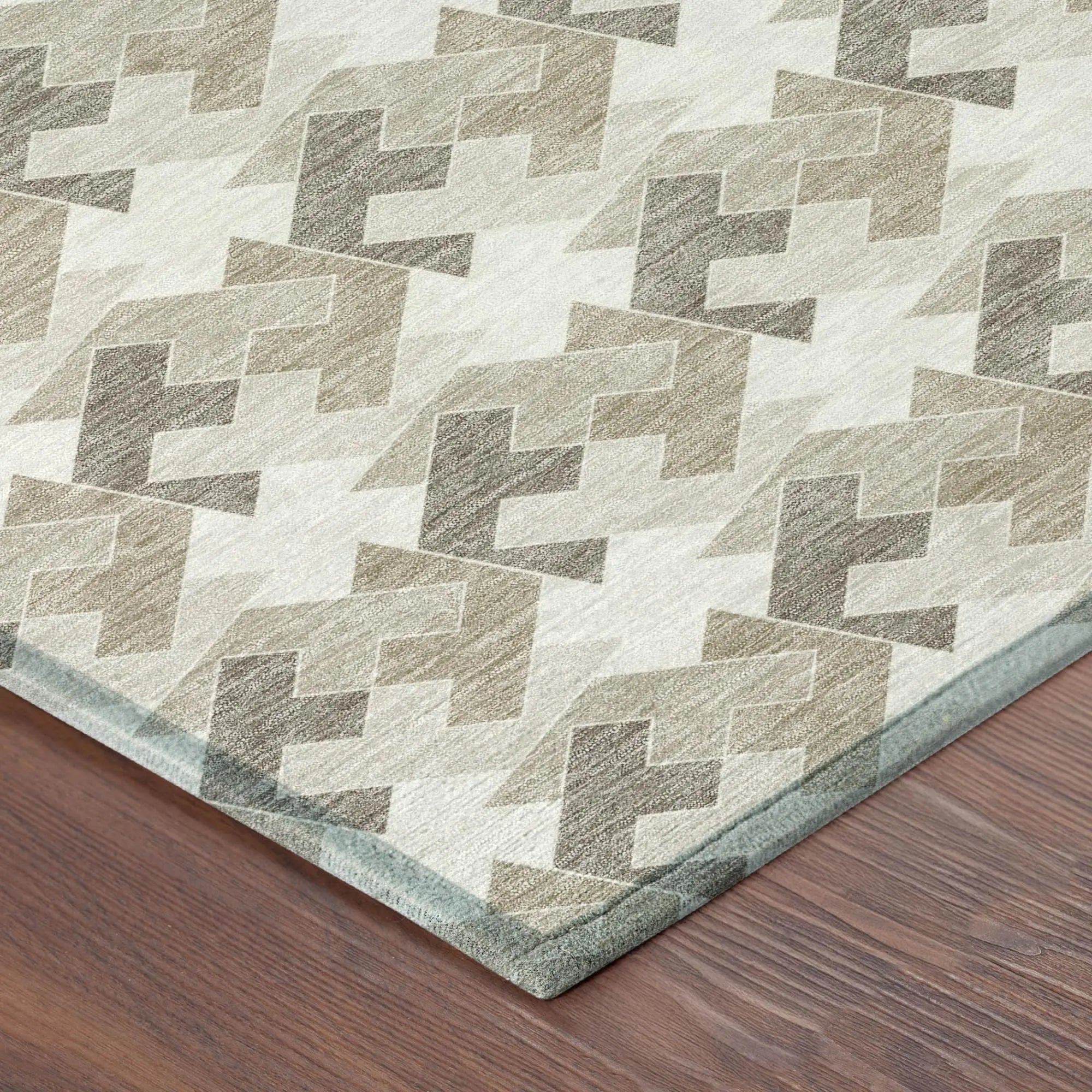 5' X 8' Ivory And Beige Geometric Washable Indoor Outdoor Area Rug Homeroots Outdoor