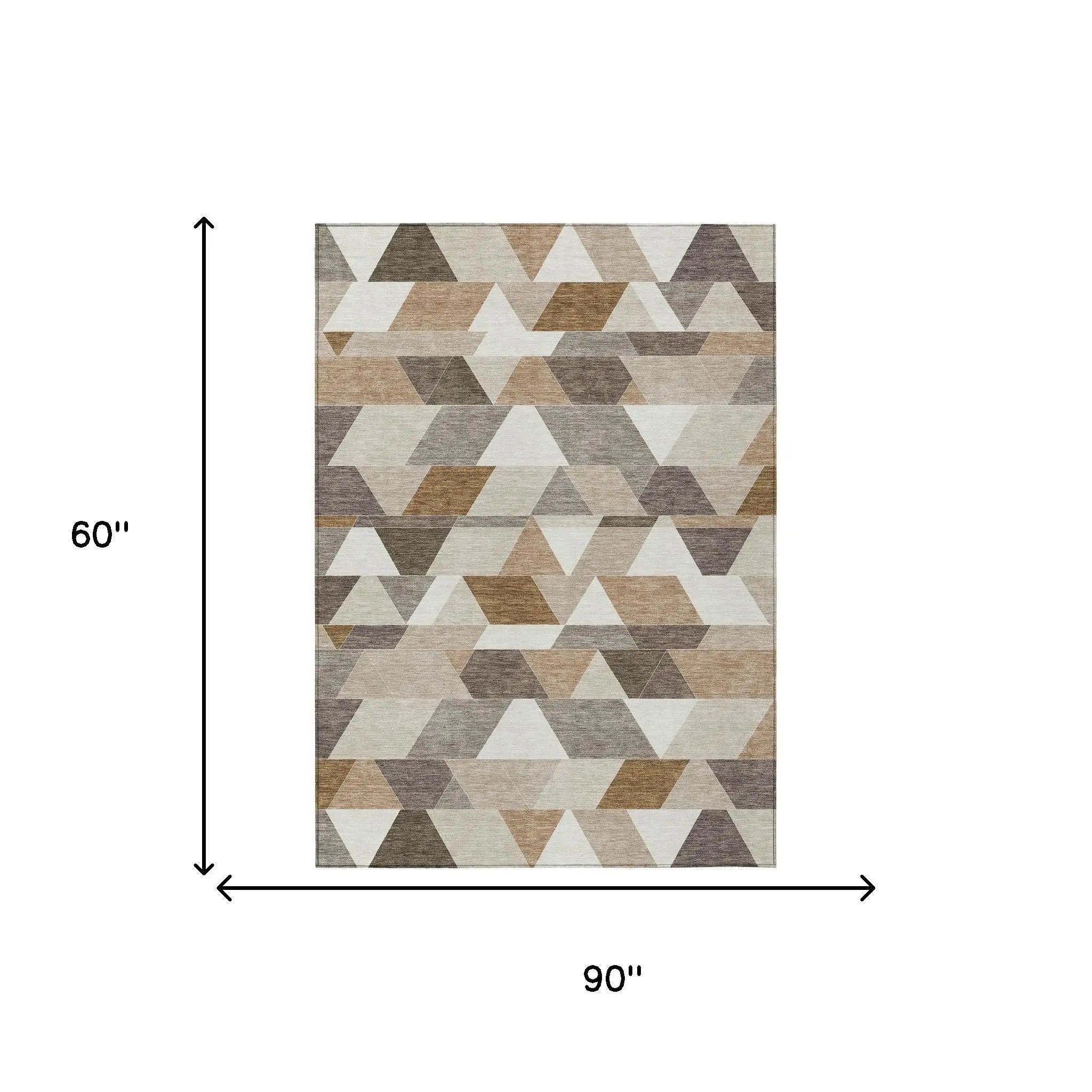5' X 8' Ivory And Beige Geometric Washable Indoor Outdoor Area Rug Homeroots Outdoor