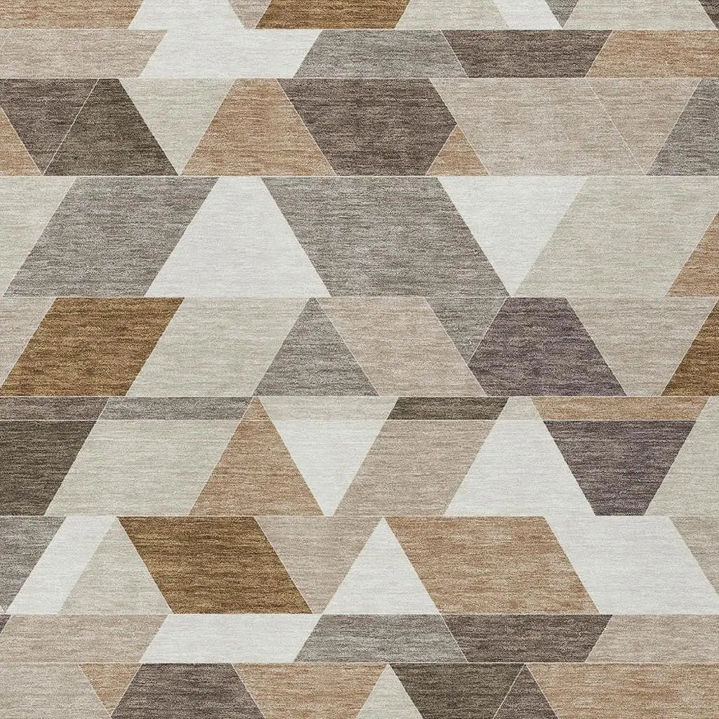 5' X 8' Ivory And Beige Geometric Washable Indoor Outdoor Area Rug Homeroots Outdoor