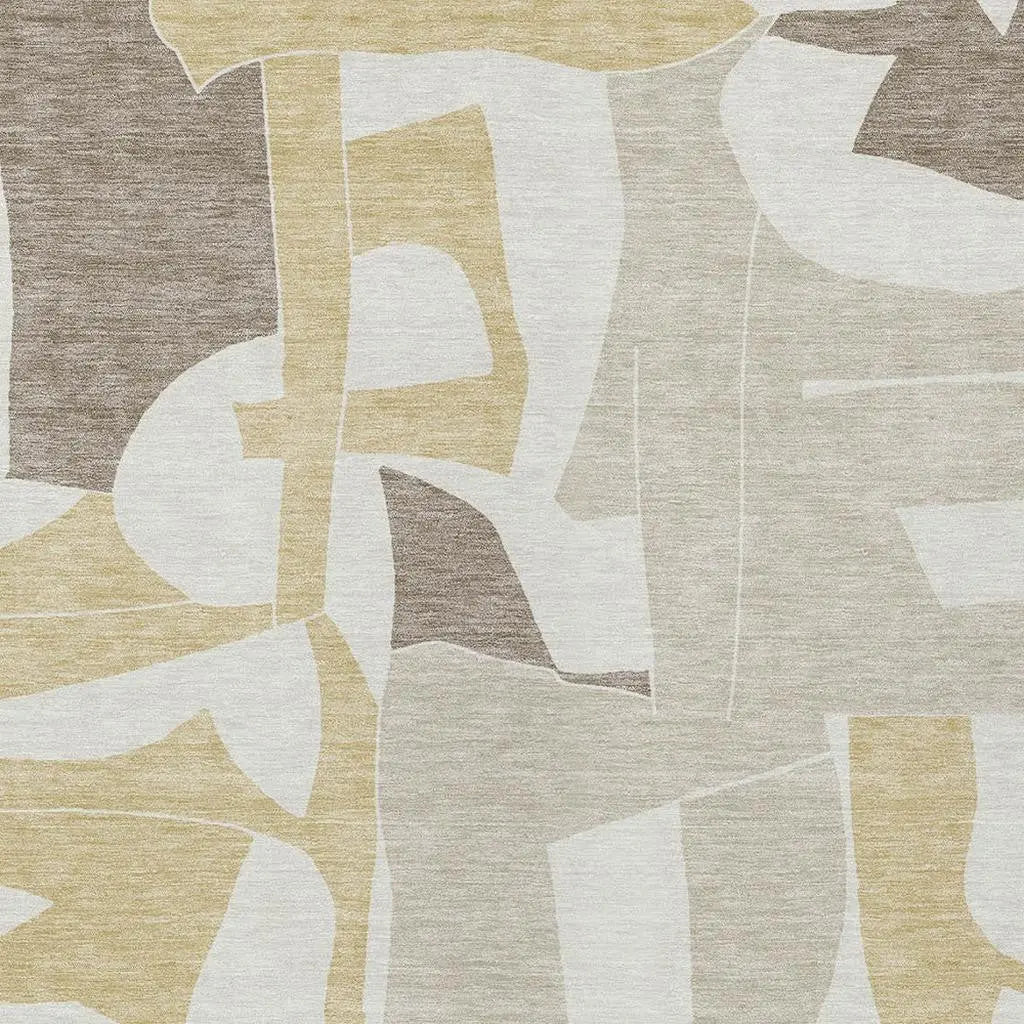 5' X 8' Ivory And Beige Geometric Washable Indoor Outdoor Area Rug Homeroots Outdoor