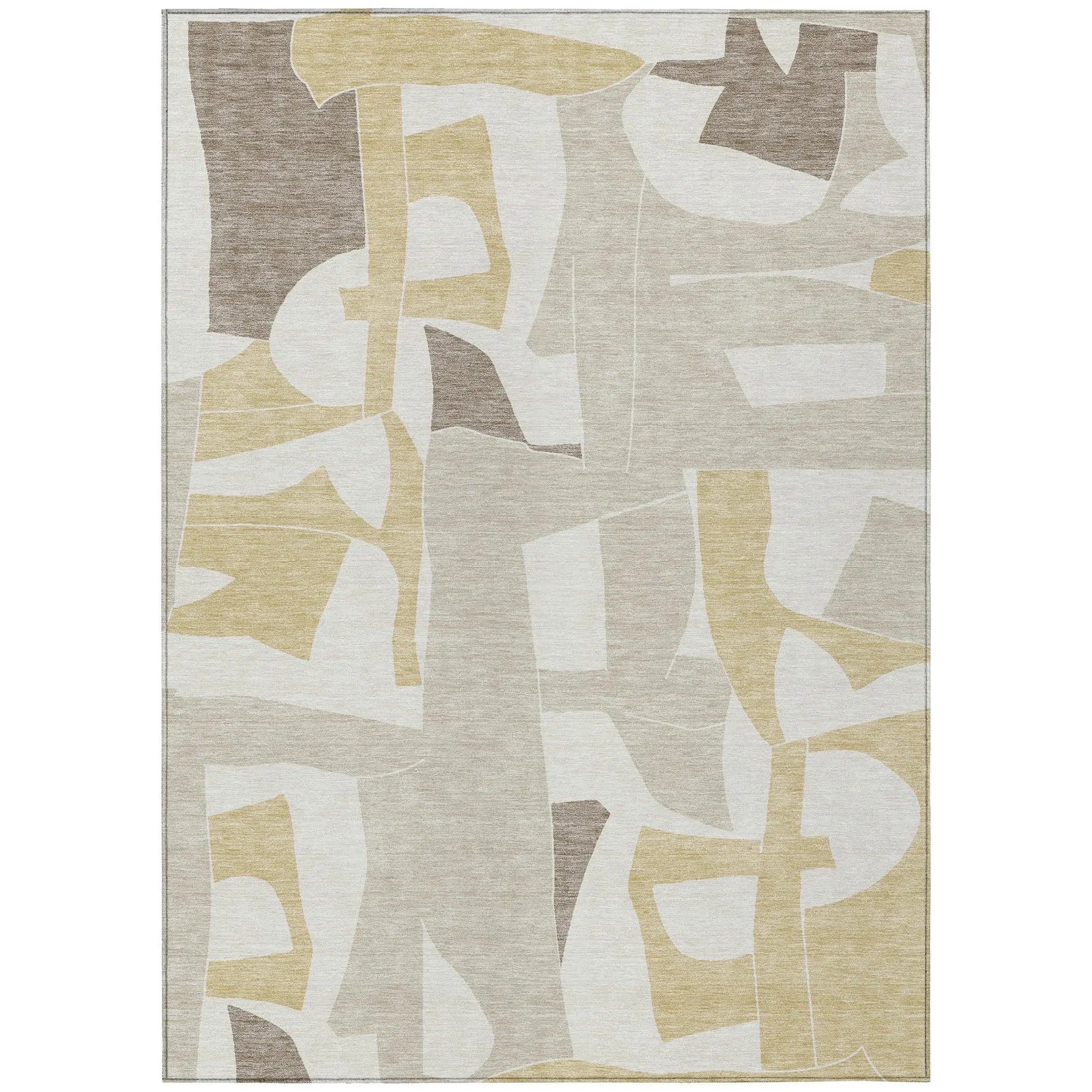 5' X 8' Ivory And Beige Geometric Washable Indoor Outdoor Area Rug Homeroots Outdoor