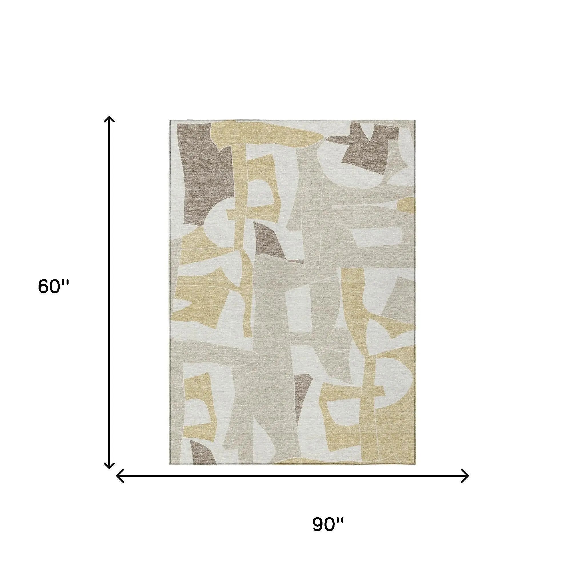 5' X 8' Ivory And Beige Geometric Washable Indoor Outdoor Area Rug Homeroots Outdoor
