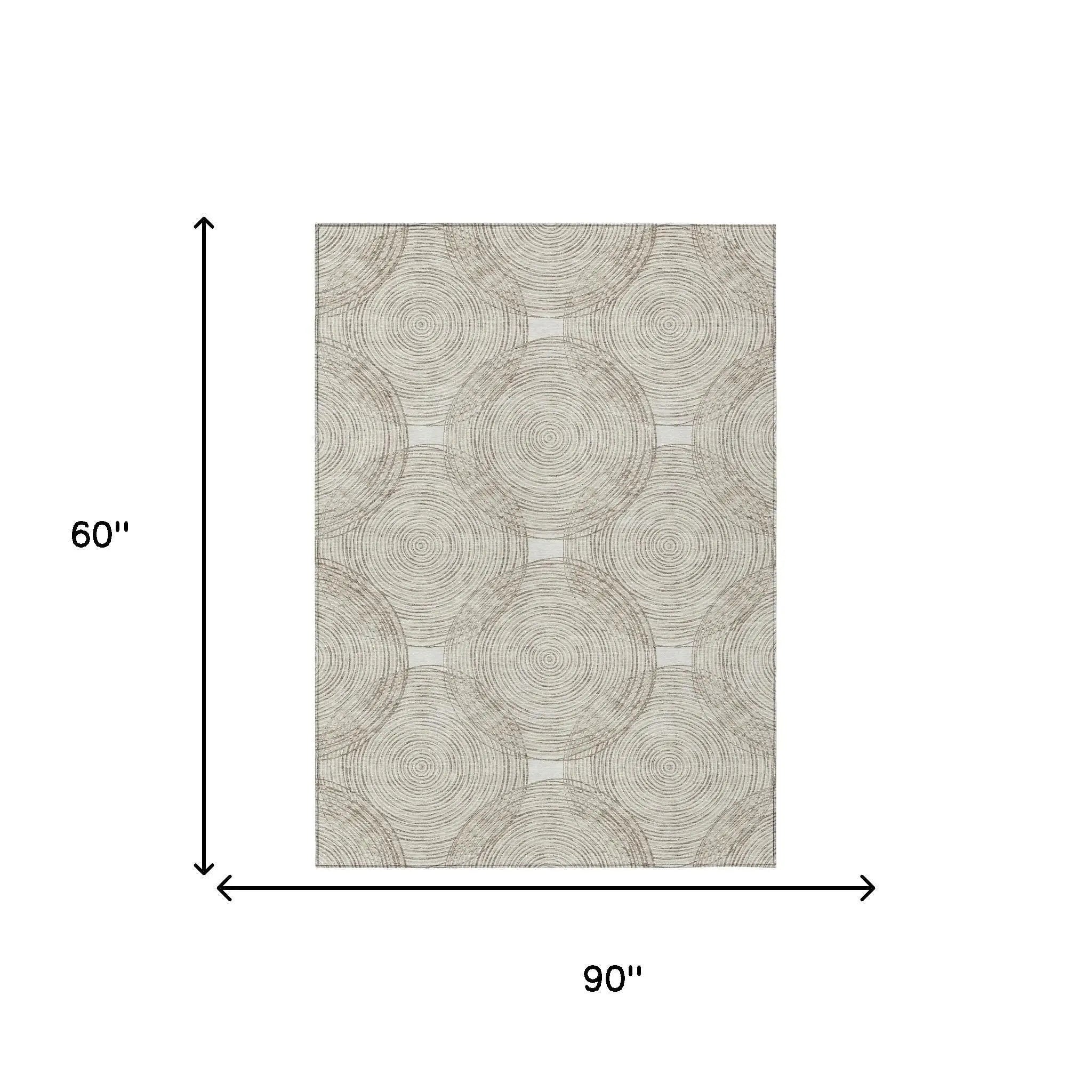 5' X 8' Ivory And Beige Geometric Washable Indoor Outdoor Area Rug Homeroots Outdoor