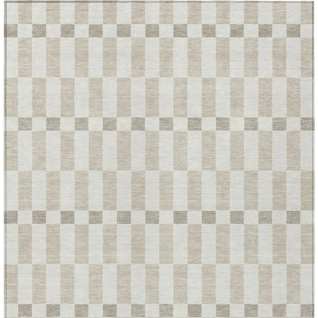 5' X 8' Ivory And Beige Geometric Washable Indoor Outdoor Area Rug Homeroots Outdoor