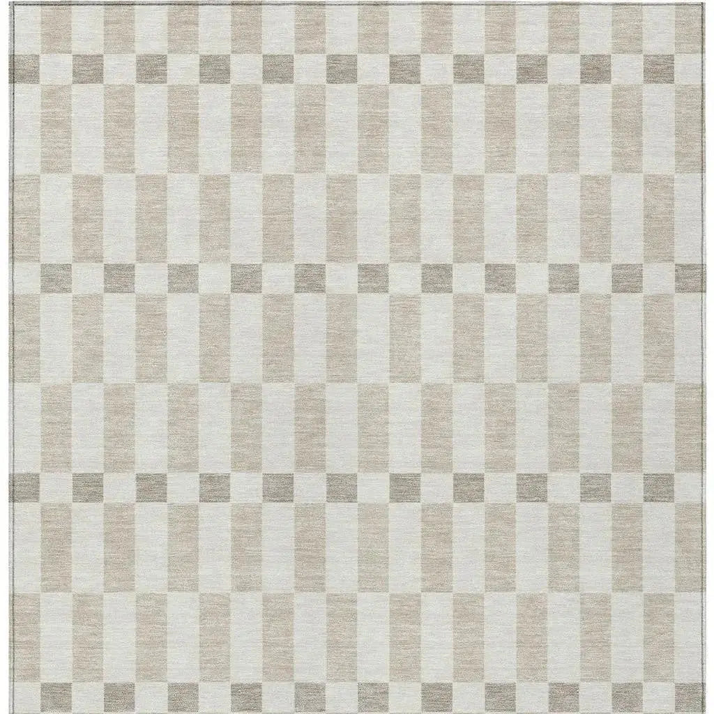 5' X 8' Ivory And Beige Geometric Washable Indoor Outdoor Area Rug Homeroots Outdoor