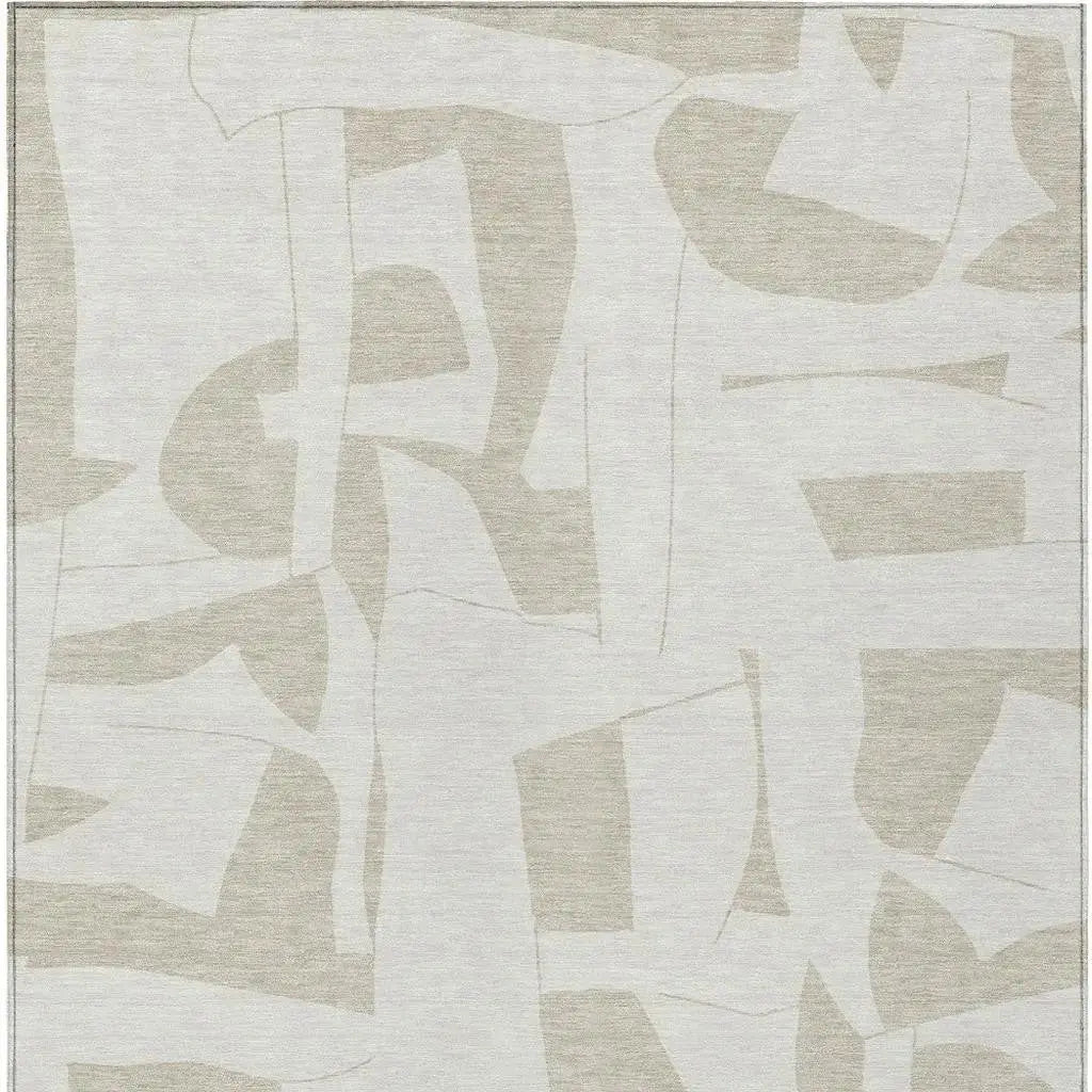 5' X 8' Ivory And Beige Geometric Washable Indoor Outdoor Area Rug Homeroots Outdoor