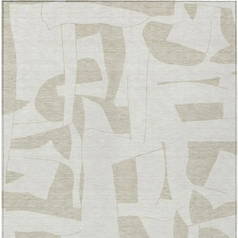 5' X 8' Ivory And Beige Geometric Washable Indoor Outdoor Area Rug Homeroots Outdoor