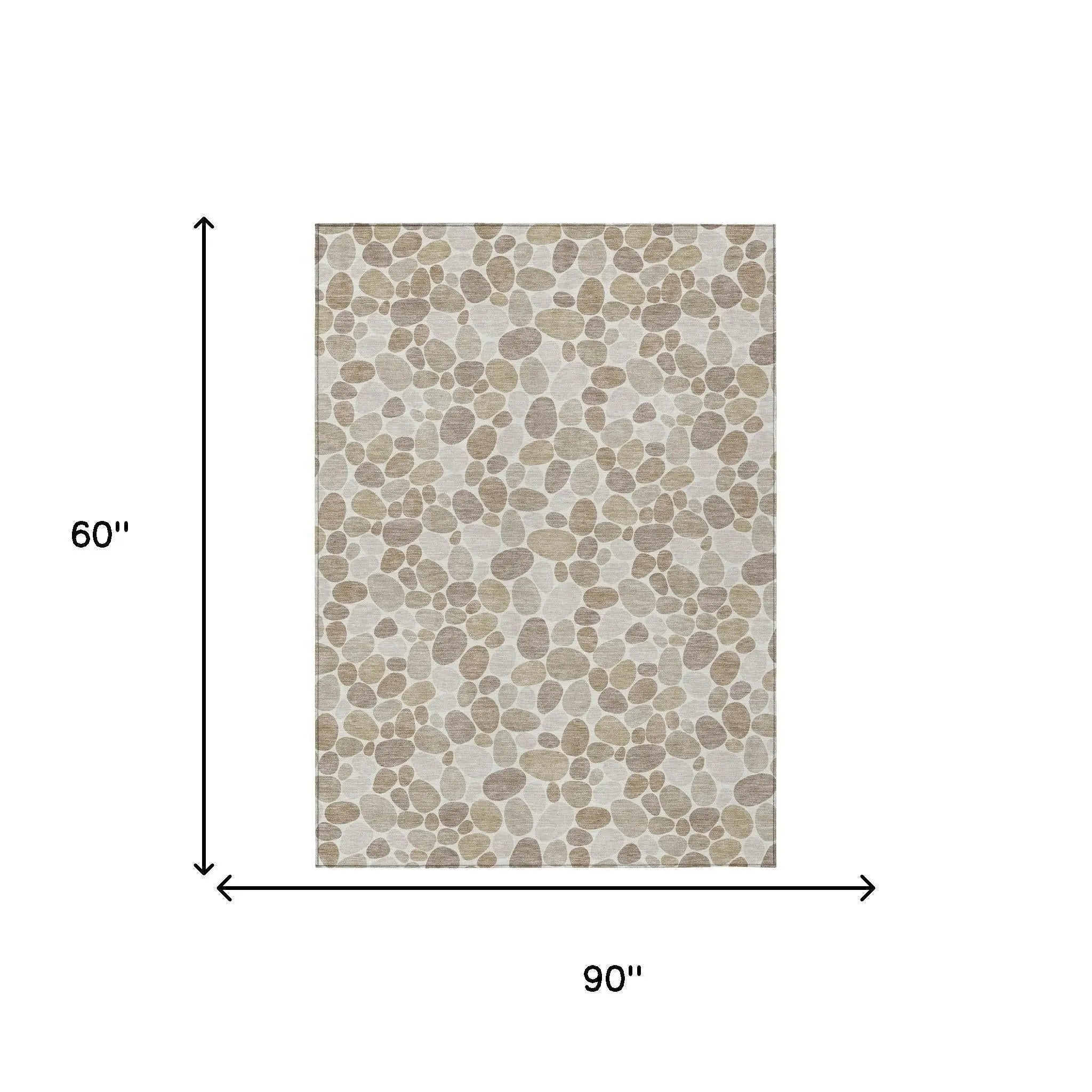 5' X 8' Ivory And Beige Geometric Washable Indoor Outdoor Area Rug Homeroots Outdoor