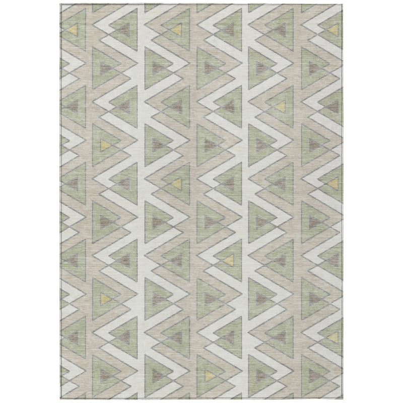5' X 8' Ivory And Beige Geometric Washable Indoor Outdoor Area Rug Homeroots Outdoor