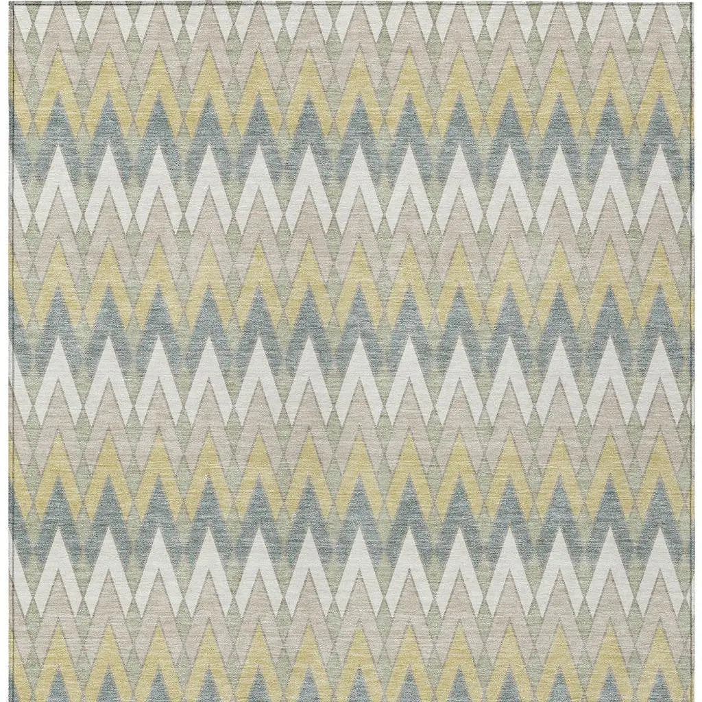 5' X 8' Ivory And Beige Geometric Washable Indoor Outdoor Area Rug Homeroots Outdoor