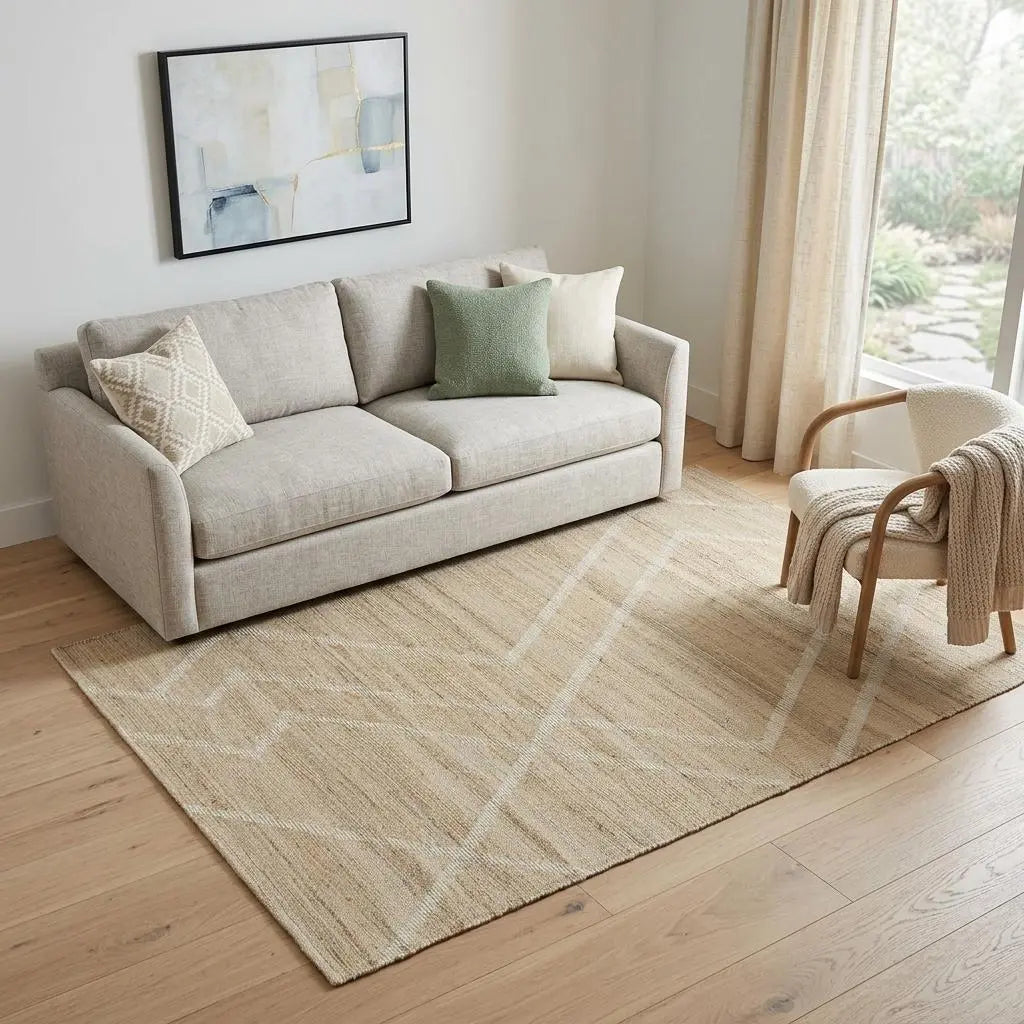 5' X 8' Ivory And Beige Jute Abstract Hand Woven Area Rug Homeroots Home Decor