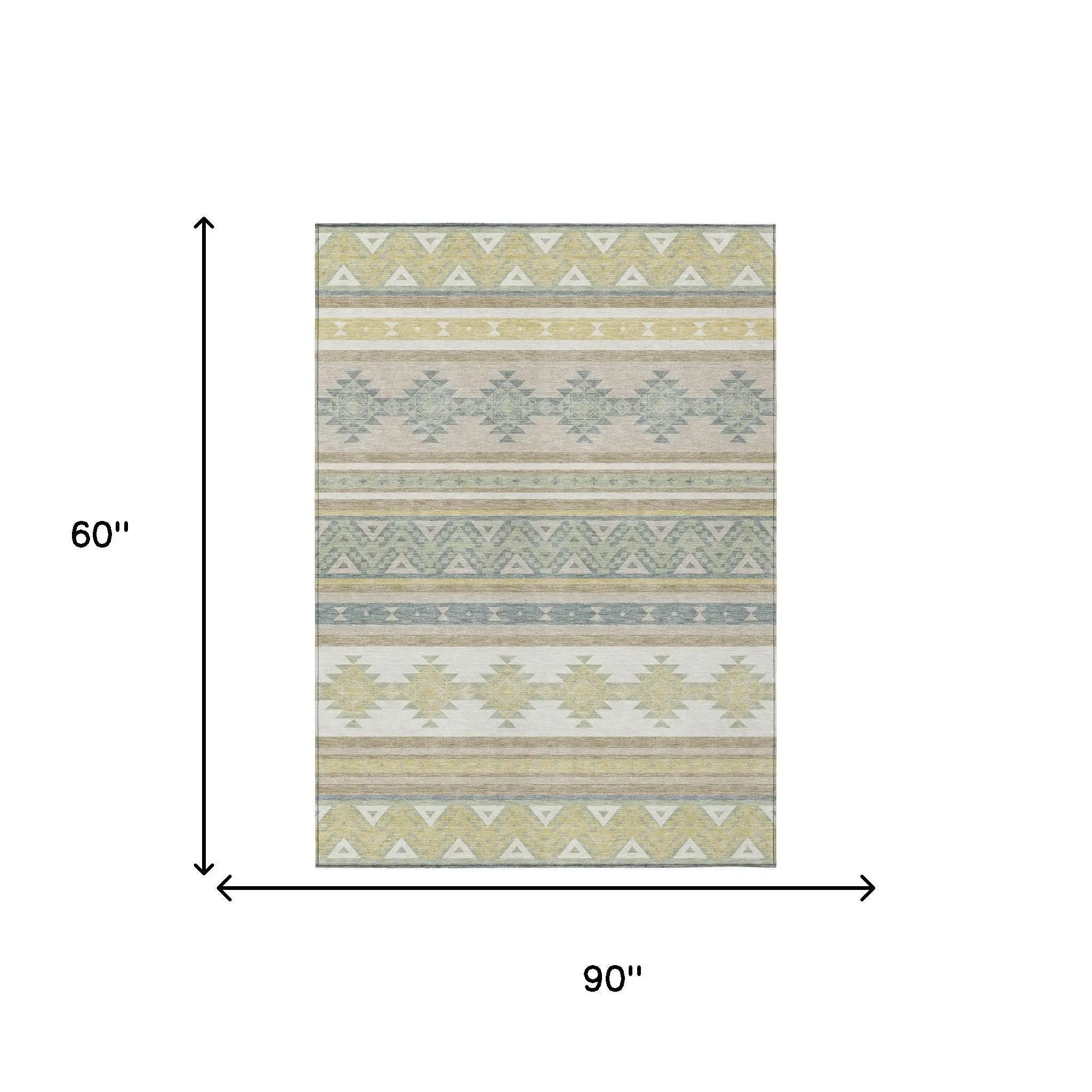 5' X 8' Ivory And Beige Southwestern Washable Indoor Outdoor Area Rug Homeroots Outdoor
