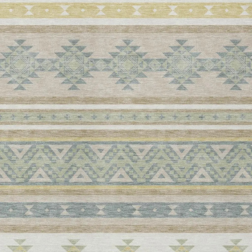 5' X 8' Ivory And Beige Southwestern Washable Indoor Outdoor Area Rug Homeroots Outdoor