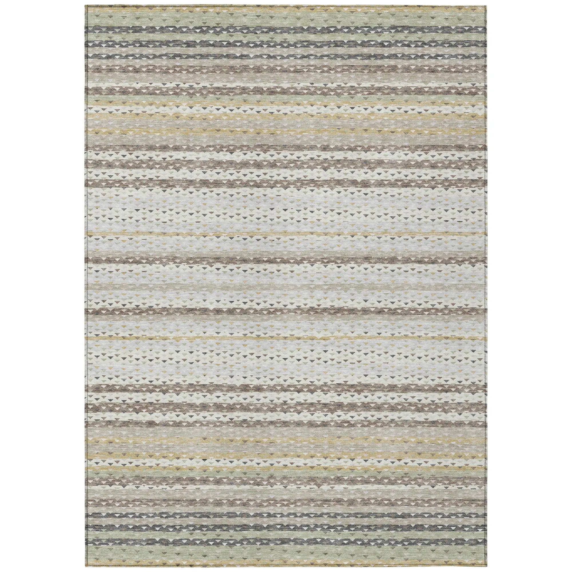 5' X 8' Ivory And Beige Striped Washable Indoor Outdoor Area Rug Homeroots Outdoor