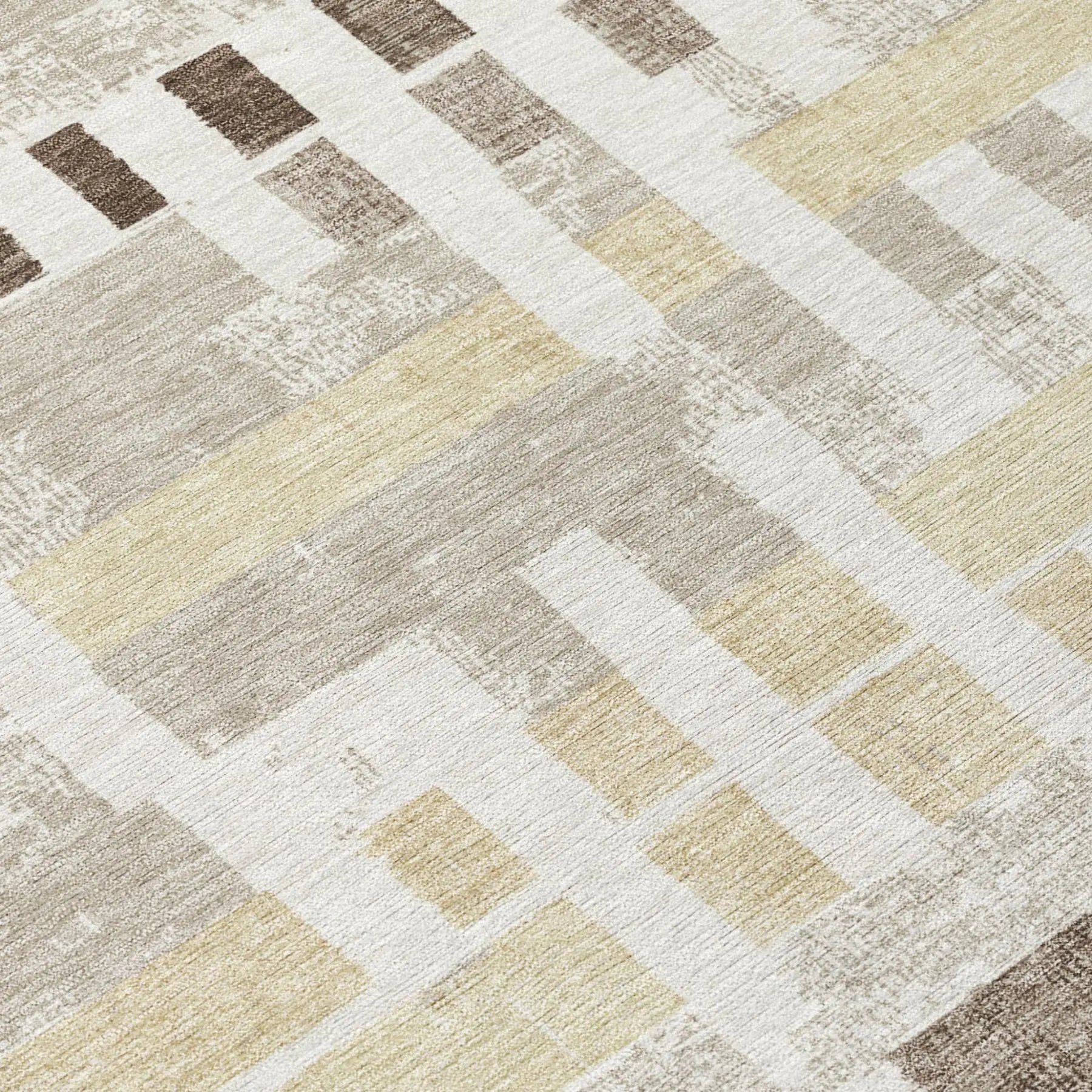 5' X 8' Ivory And Beige Striped Washable Indoor Outdoor Area Rug Homeroots Outdoor