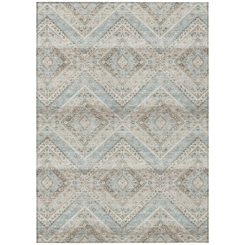 5' X 8' Ivory And Beige Tribal Washable Indoor Outdoor Area Rug Homeroots Outdoor