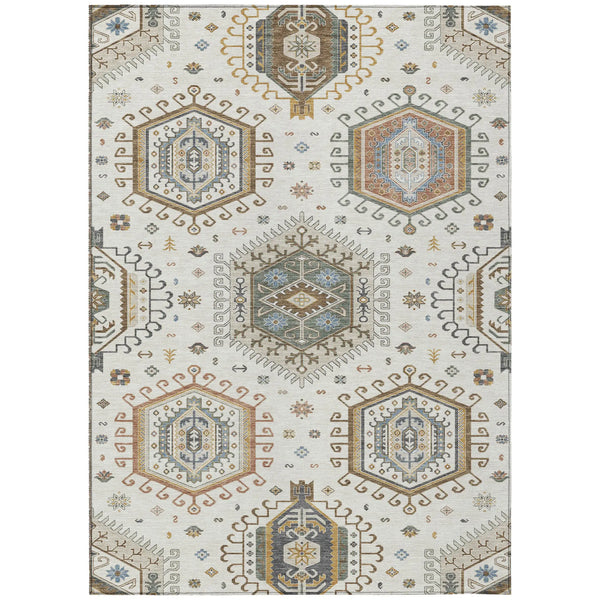 5' X 8' Ivory And Beige Tribal Washable Indoor Outdoor Area Rug Homeroots Outdoor