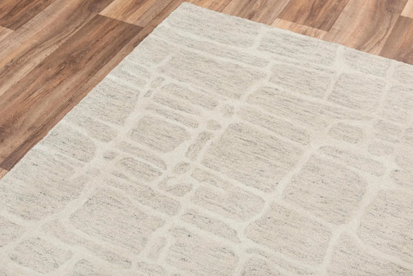 5' X 8' Ivory And Beige Wool Abstract Hand Tufted Area Rug Homeroots Home Decor