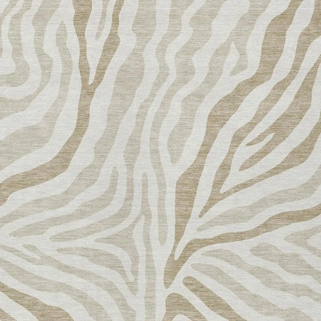 5' X 8' Ivory And Beige Zebra Print Washable Indoor Outdoor Area Rug Homeroots Outdoor