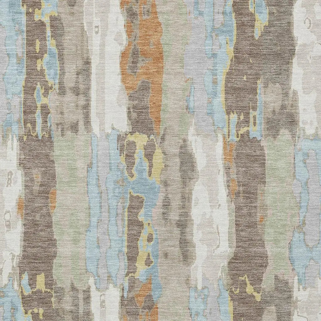 5' X 8' Ivory And Blue Abstract Washable Indoor Outdoor Area Rug Homeroots Outdoor