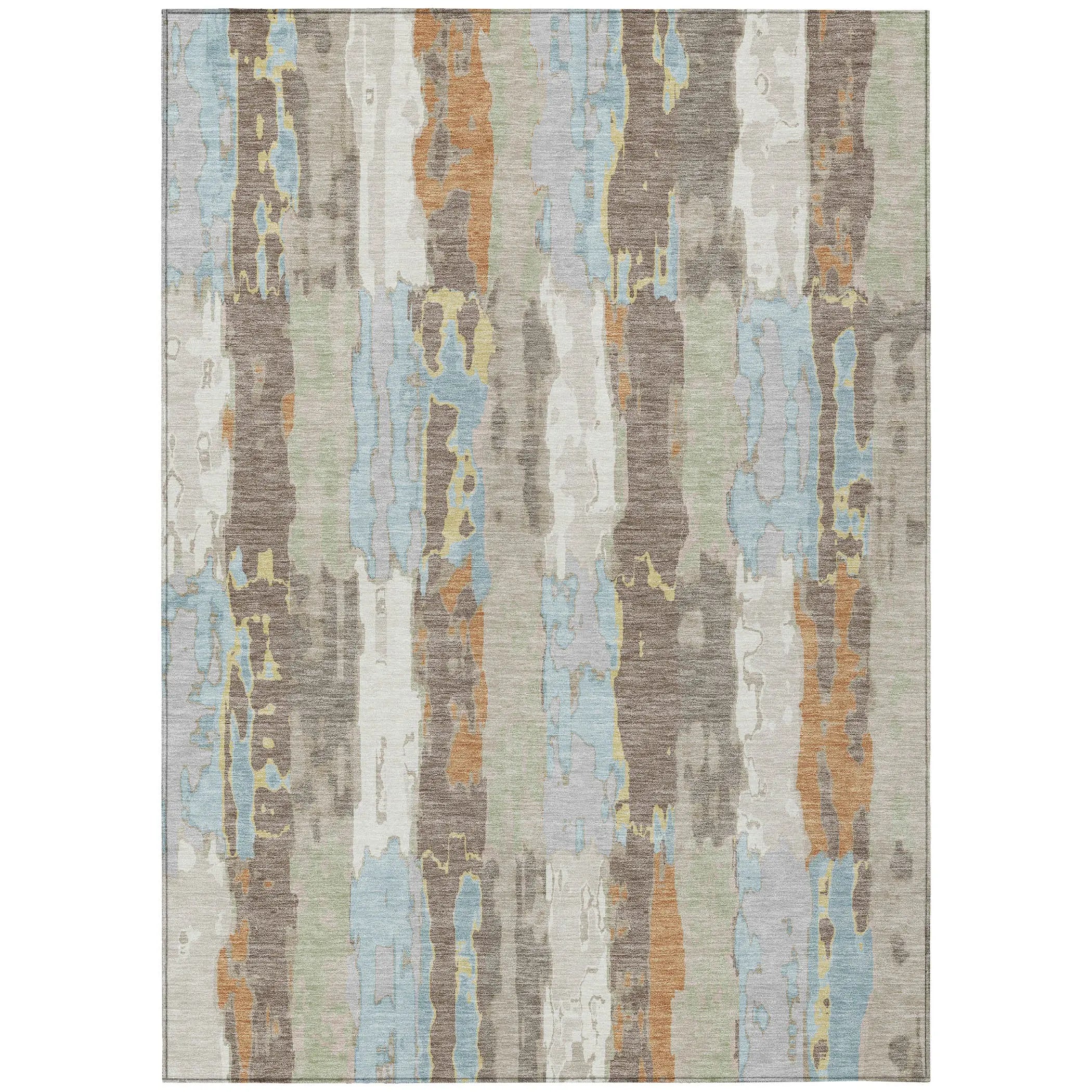 5' X 8' Ivory And Blue Abstract Washable Indoor Outdoor Area Rug Homeroots Outdoor